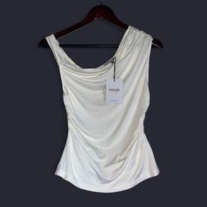 Princess Polly White Cream Off The Shoulder Draping Top